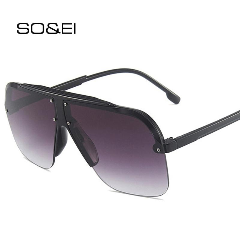

Sunglasses SO&EI Retro Oversized Semi-Rimless Women Fashion Square Gradient Eyewear Men Trending Orange Sun Glasses Shades UV400