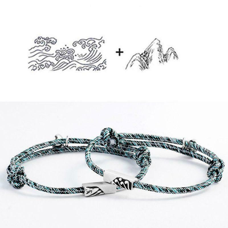 

2 PCS/SET A Solemn Pledge Of Love Handmade Woven Adjustable Magnetic Bracelet For Couples Valentine's Day Presant Jewelry