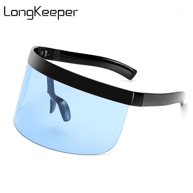 

Sunglasses LongKeeper Fashion Oversized Women Brand Design Big Frame Shield Visor Sun Glasses Men Flat Top Windproof Glasses1