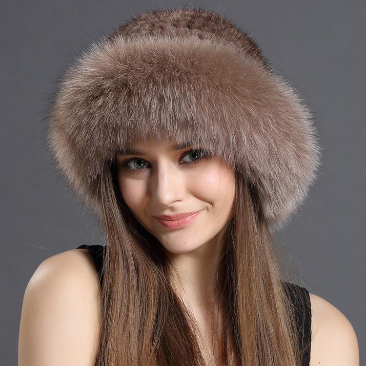 

Winter Hats for Women Warm Fur Beanies Mink Hair Fur Skullies Bonnets Knitted Thicken Black White Hat