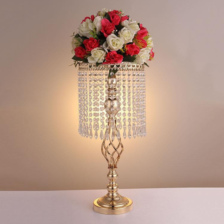

Party Decoration 2021 Wedding Flower Centerpiece Metal Vase Stand With Crystal Beads