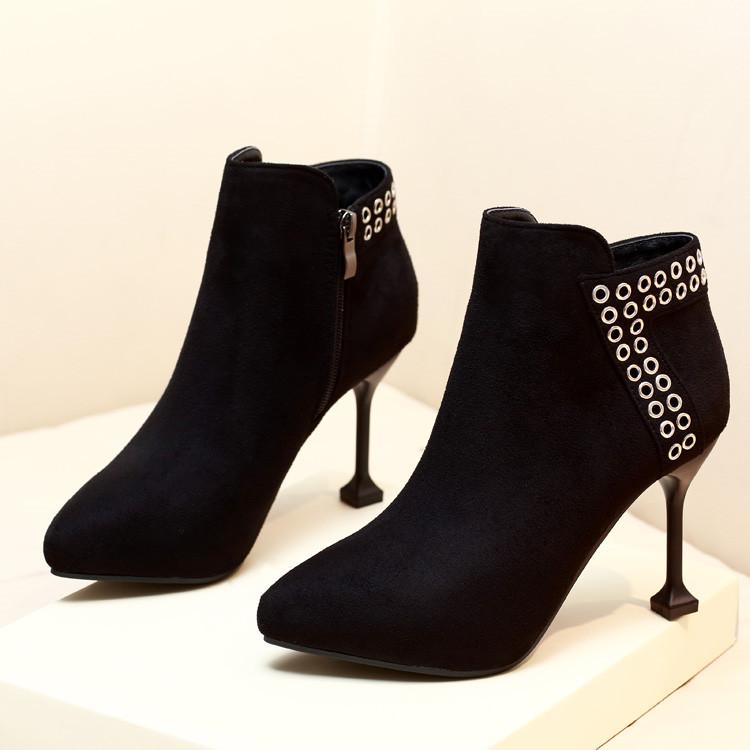 

Hot Sale Pointed Toe High Heels Women Ankle Boots Basic Shoes Autumn And Spring Casual Female Fashion Outwear Boot Shoes H0075, 9cm heel height