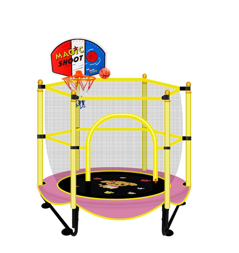 

130cm Baby Children Home Indoor Trampoline With Protection Net Basketball Stand Jumping Child Fitness Exercise Trampoline
