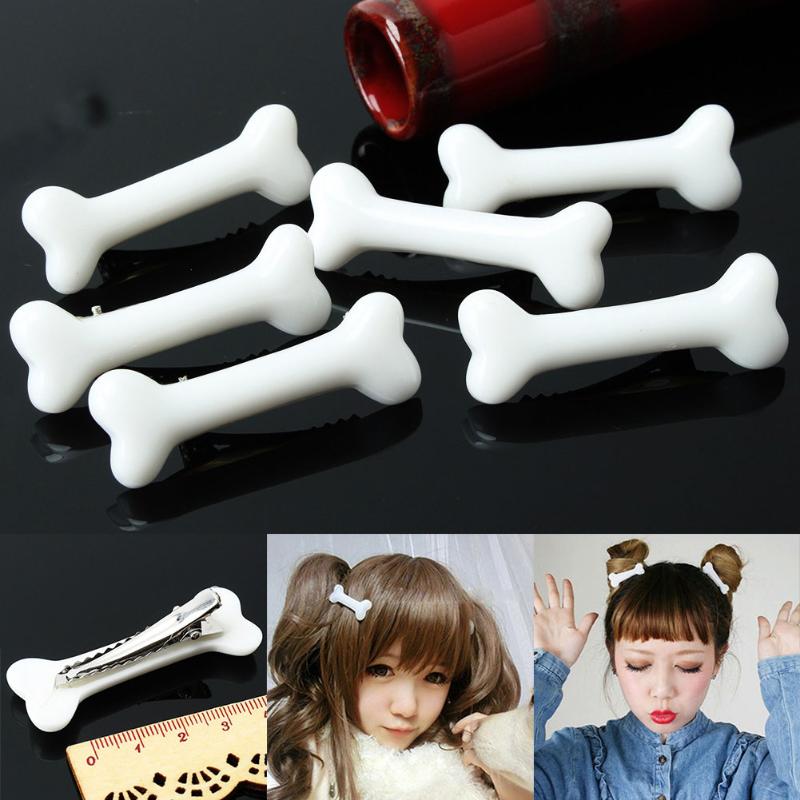 

6 Pcs Vivid White Dog Bone Hair Pin Lovely Side Band Clips Hairpin for Women Ladies Headwear