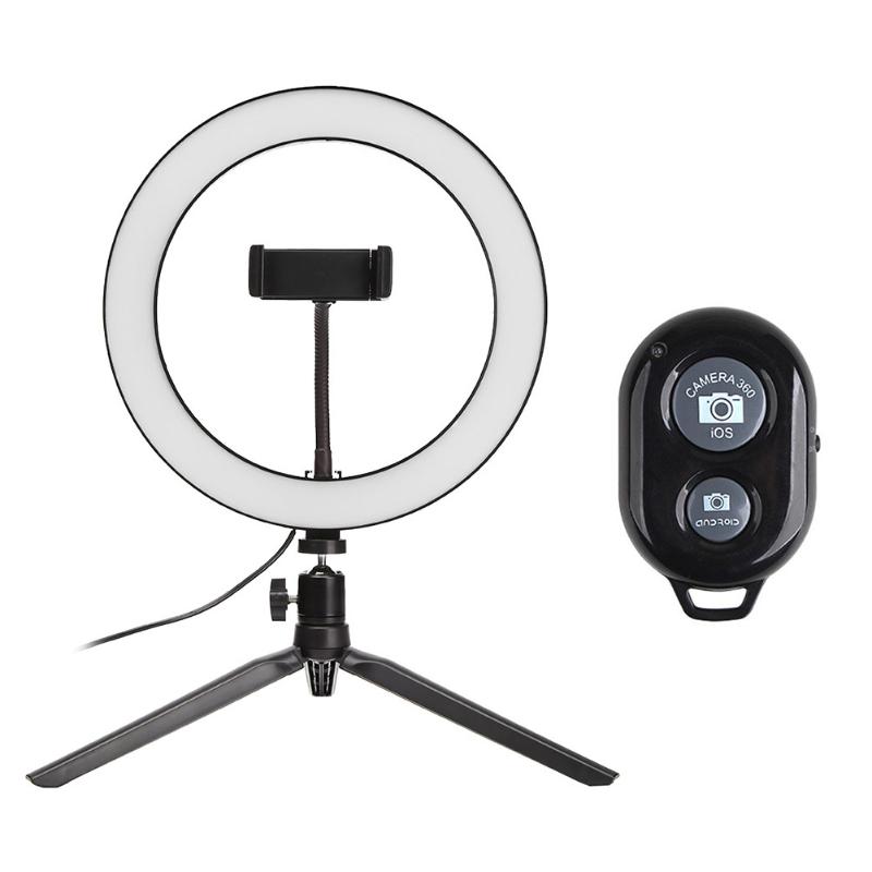 

10inch 56LED Dimmable Selfie Ring Light USB Dimmable Bluetooth Shutter Video Light Makeup Live Stream Lamp w/Tripod Phone Holder