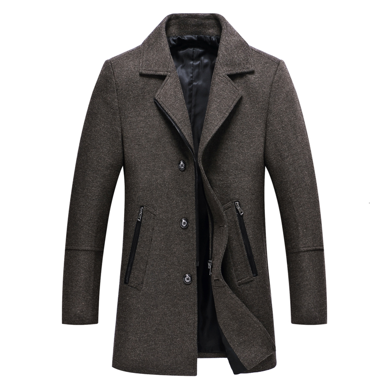 

2021 New Male Woolen Coats Winter Wool Overcoats Man Business Thickening Men Winders Breakers -3xl Jacket EA3O, Black