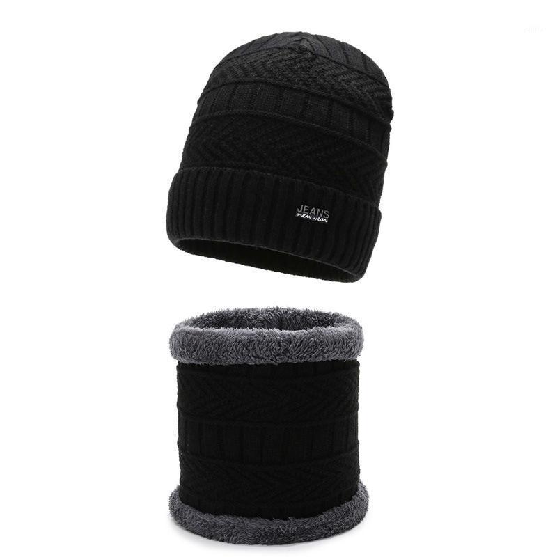 

2020 winter new knit hat set hat bib two-piece winter anti-han cold warm wool1