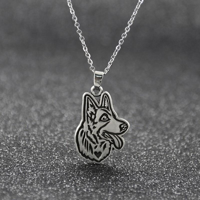 

Vintage Silver Color Long Chains German Shepherd Pendant Necklace Dog Necklaces For Women Men Jewelry Collier Femme Best Gifts