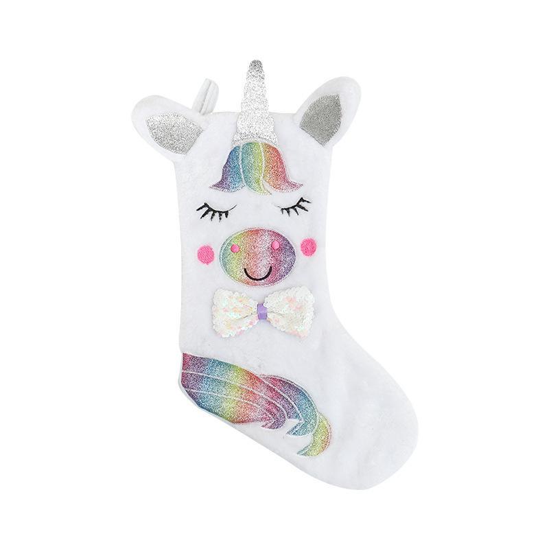 

DHL shipping Large LED Light Christmas Sock Gift Bag Unicorn Stocking Decoration Candy