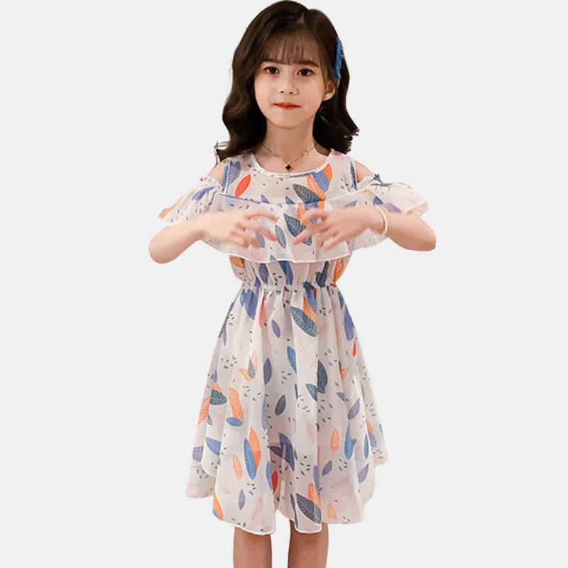 

Dress Girl Floral Print Dresses For Girl Off Shoulder Child Dress Summer Childrens Clothing 6 8 10 12 14 Year1, As picture