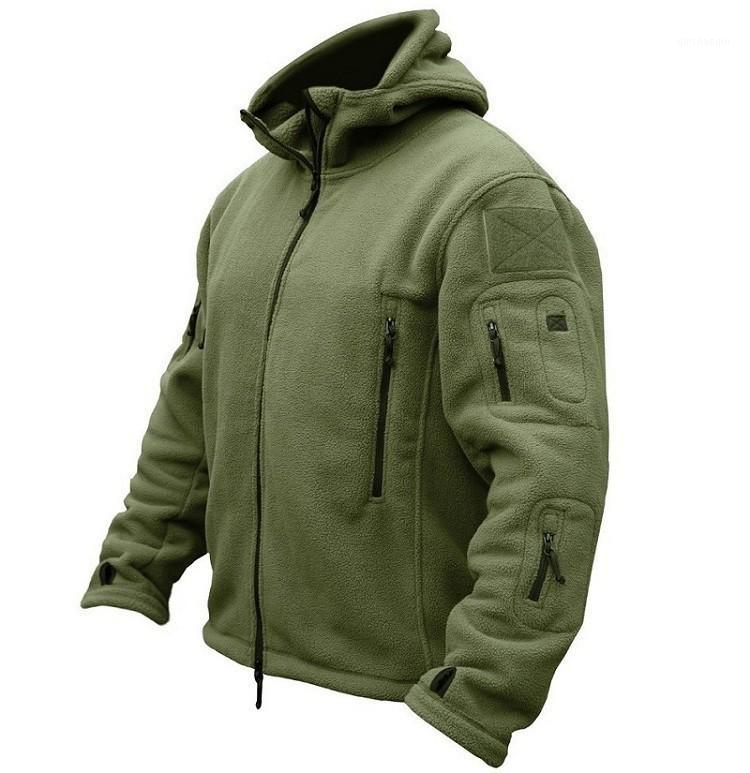 

Fleece US Tactical Jacket Men Thermal Outdoor Polartec Warm Hooded Coat Hiking Outerwear Army Jackets S~3XL1, Khaki