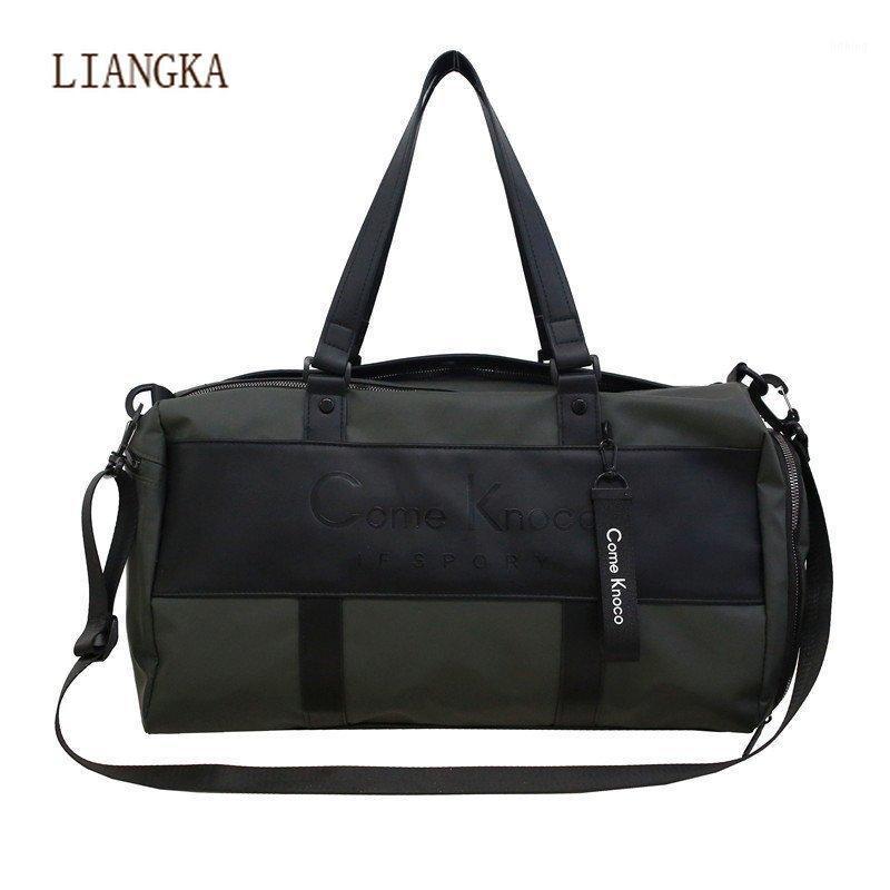 

2020 Outdoor Waterproof Nylon Sports Gym Bags Men Women Fitness Travel Handbag Yoga Mat Sport Bag with Shoes Compartment1, Black