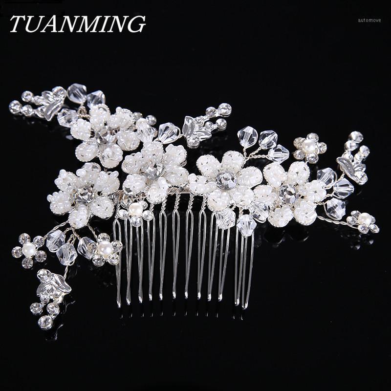 

Pearl Silver Color Flower Hair Combs Bride Hair Accessories Wedding Flower Combs For Bride Ladies With Flowers1