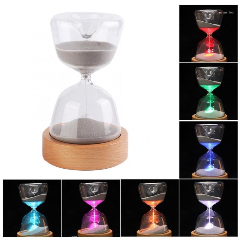

2 in 1 Hourglass 15 Minute Sand Timer 7 Colors LED Night Light Sand Glass Desktop Ornament1