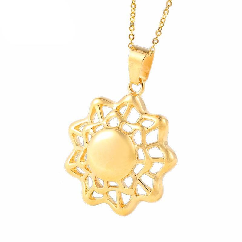 

RIR Fashion Golden Flowers Beads Charm Necklace Stainless Steel Elegant Ladies Jewelry Necklace Gifts For Friends