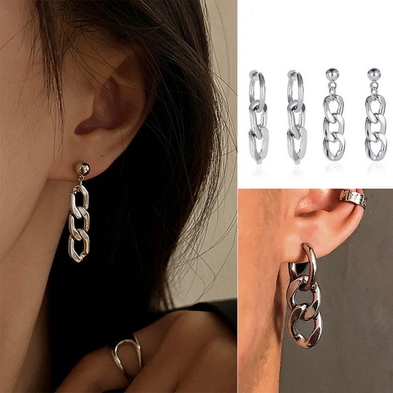 

Retro Metal Punk Earrings 2020 New Style Chain Earrings Simple Design and Jewelry Chain Metallic Geometric Women Gift
