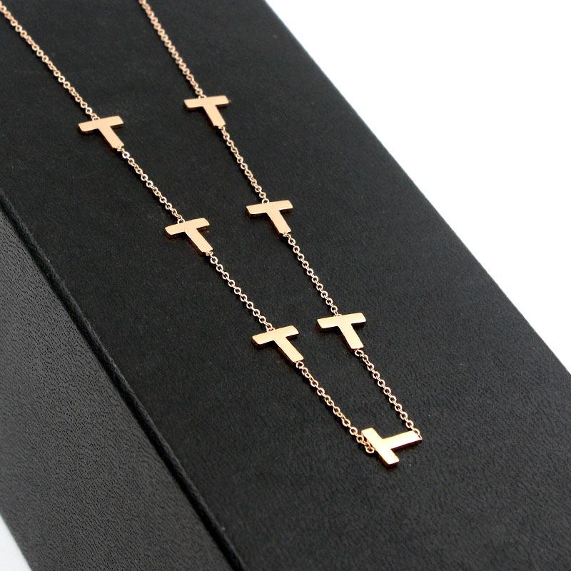 

Fashion Jewel, 7 T letter splicing single necklace, fashionable personality arbitrary match with titanium steel clavicle jewelry