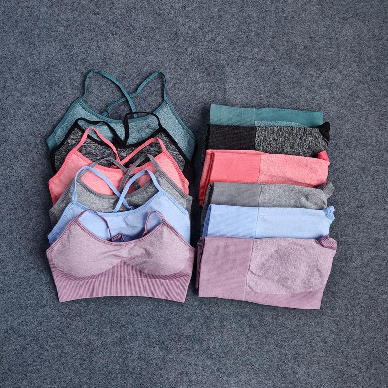 

2-Piece Gym Yoga Clothes Sports Bra + Leggings Running Wear Skinny Sports Set Suits Women' Yoga Set Seamless Sportswear, Puple