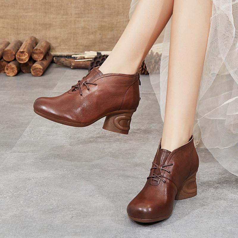 

Short boots women 2020 autumn winter new leather retro round toe boots female soft bottom comfortable wild snow1, Black