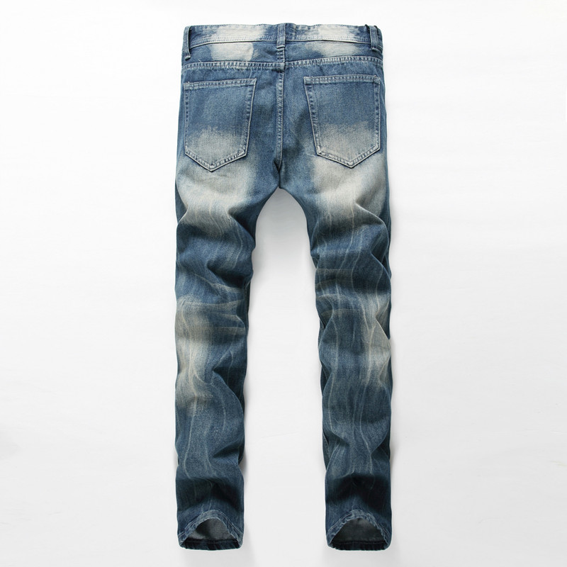 

2021 Men Spring Pants Hole Straight Jeans Classic Blue, Brem Pants, Elastic Denim Men's Britches 0ZPS