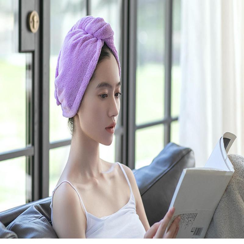

2x Purple Magic Microfiber Hair Quick Drying Thickening Hat Bath Towel Dryer Dry Turban Cap Bath Accessories Dry Hair Towel