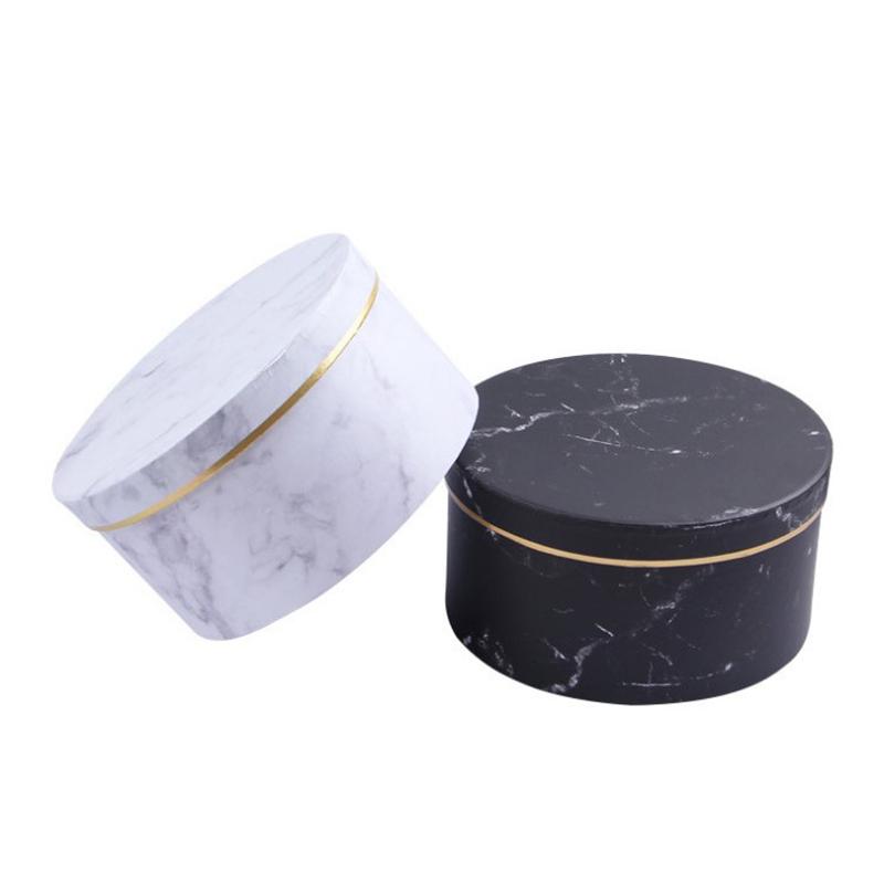 

Christmas Creative Simple Marble Style Gift Box Florist Hat Boxes Gift Bag Candy Box Packaging Flowers Gifts Party Supplies