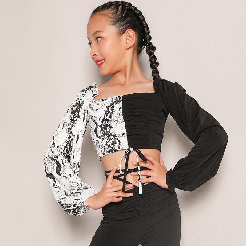 

Latina Dance Tops For Girls Ballroom Practice Wear Salsa Dance Costume Tap Wear Tango Outfits Designer Clothes JL1792, Black