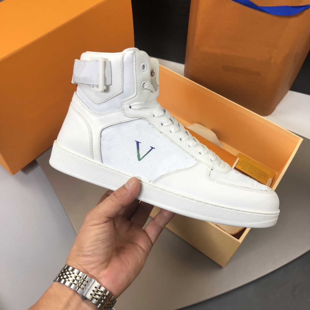 

Designer Luxury Casual Shoes 2019ss Colorful Low-top High-top Leather Sneakers RIVOLI SNEAKER BOOT Lambskin Calfskin White Shoe Retro Style, Color 11