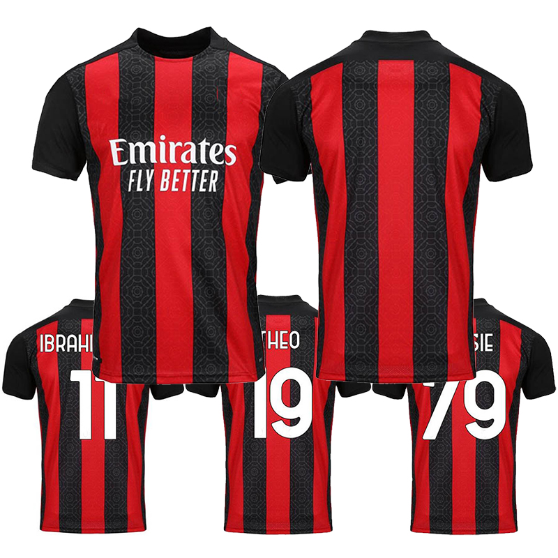 

Serie A-AC milan 2020-21 season home soccer jerseys high-quality jerseys (choose flocking)