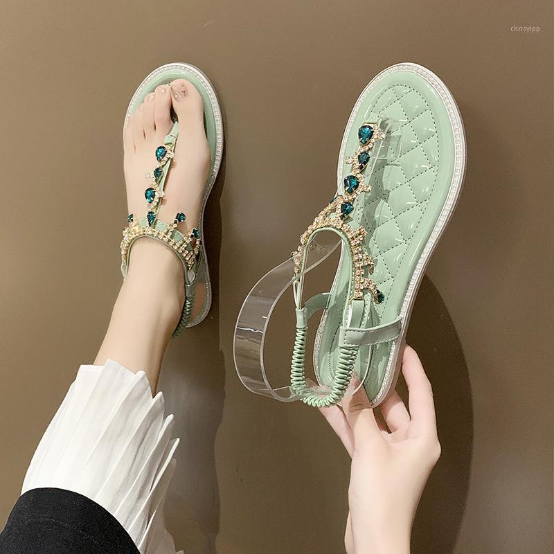 

Sandals 2020 new Korean water diamond toe sandals women's versatile anti slip comfort Roman women's flat shoes1, See chart