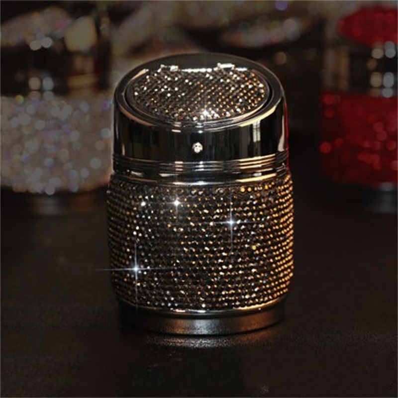 

Pillar Shape Smoking Accessories With Lid Inlay Rhinestone Multi Color Cars Ornament Ash Tray Exquisite Ashtrays Metal Portables 27yj G2