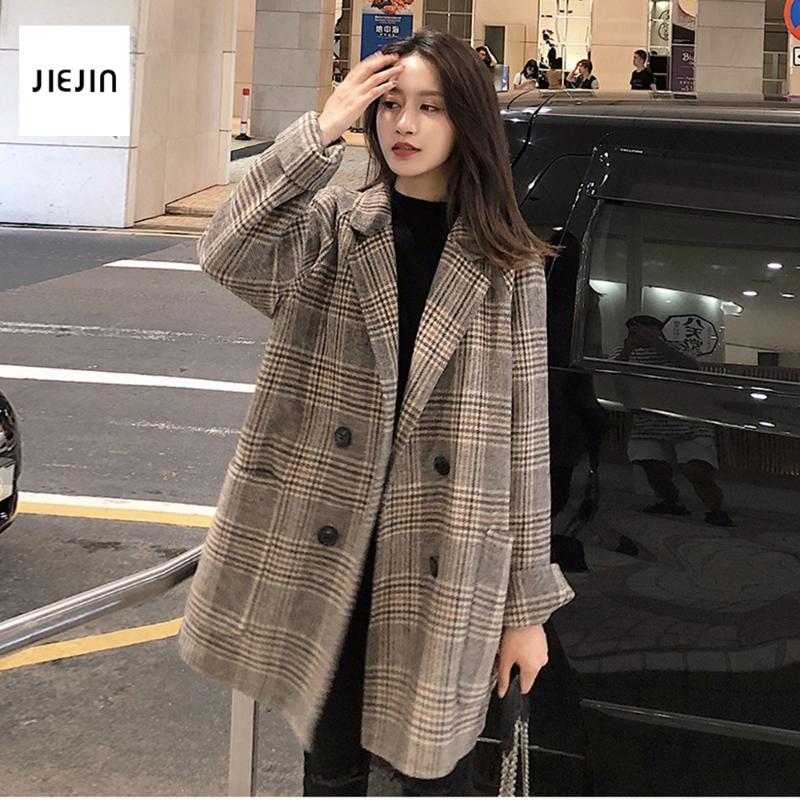 

Checkered Suit Jacket Women Checks Pattern Coat Casual Loose Clothes Vintage Classic Tops Female Plaids Suit Blazers 3xl, Brown