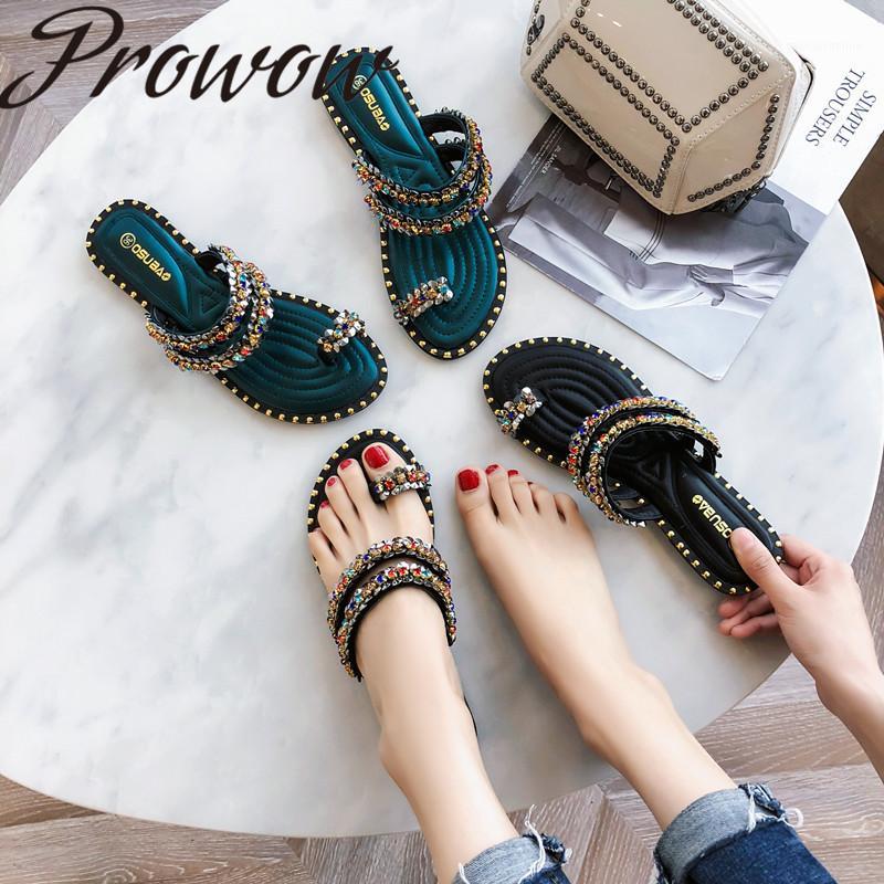 

Prowow 2020 new fashion women's shoes Flat open toe flops1, Black