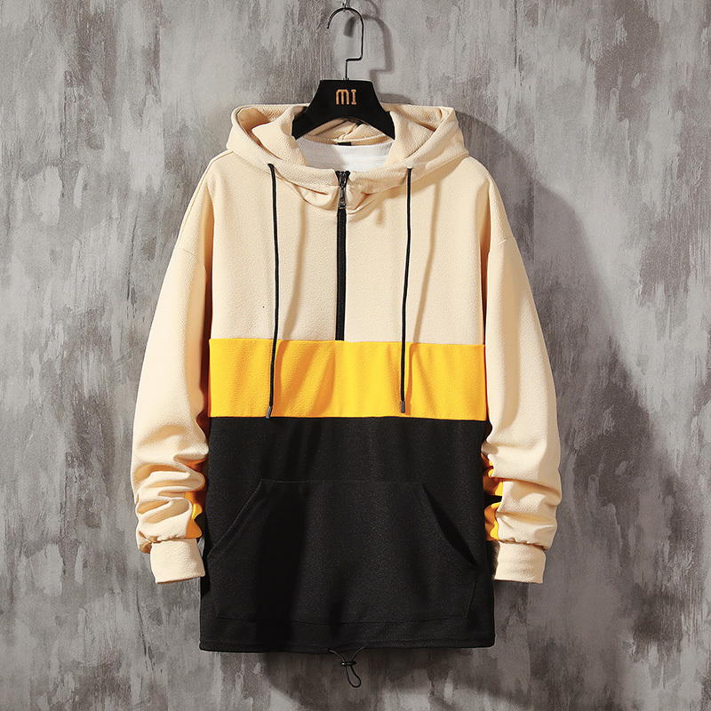 

2021 New Usa Size Fashion Color Block Hoodies Men' Fit Sweatshirts Men Hip Hop Streetwear Patchwork Hoody Man Clothing Sqc2, Jeanblue