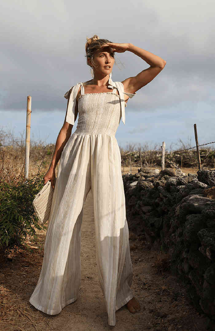 

Ladies Sleeveless Strapless Fashion Wide Tube Temperament Commuter Medium Waist Straight Tube Jumpsuit, White