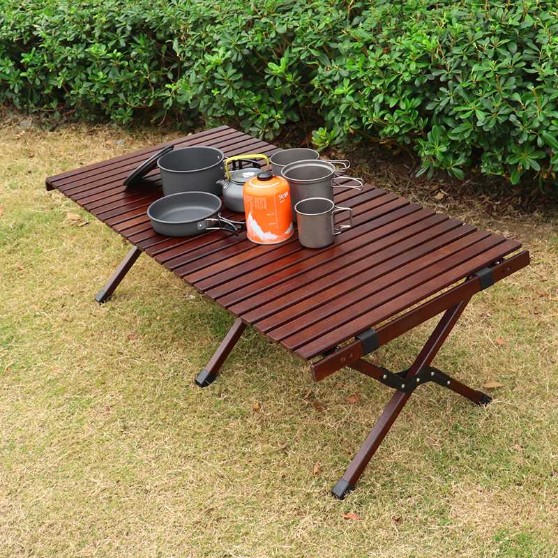 

Outdoor Furniture Bbq-Table Folding Egg-Roll-Style Picnic Camping Tour Wood Driving Barbecue