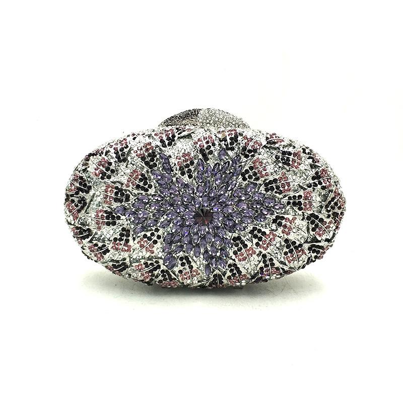 

Luxury design bridal wedding party purses women diamonds clutches Grape bunch rhinestone bag flower crystal clutches purses, Color 1 purple