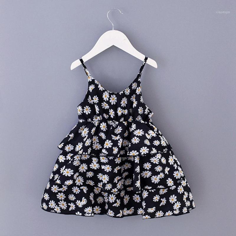 

Kids Toddler Baby Girls Summer Sleeveless Floral Print Princess Beach Suspender Dress Fashion Infant Dress Clothes1, Black