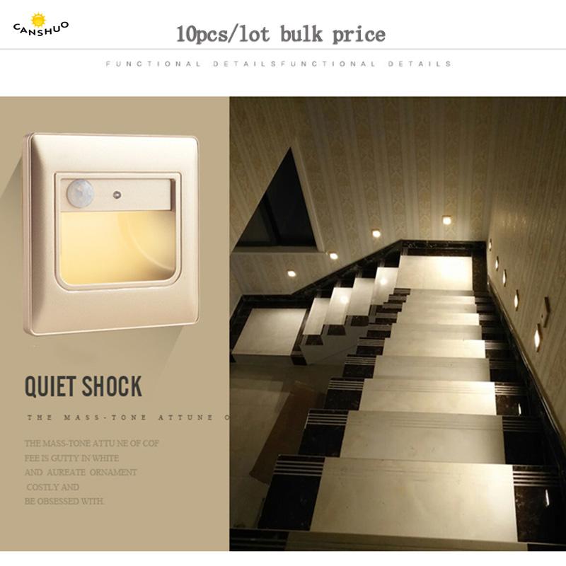 

10pcs PIR Motion Sensor Led Stair Down Light Infrared Human Body Induction Lamp Light Sensor Recessed Steps Ladder Wall Lamps