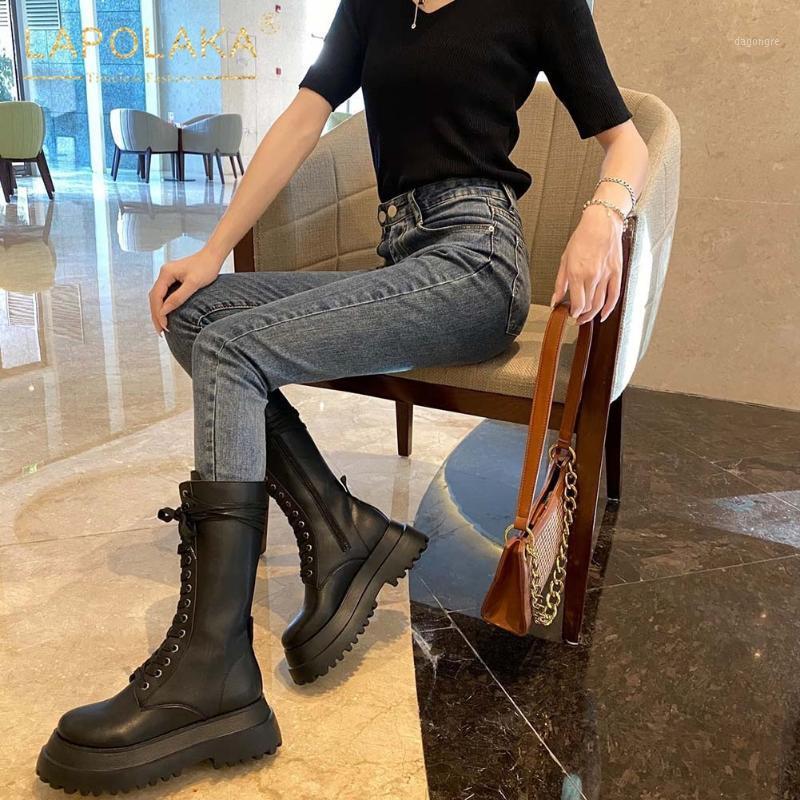 

Lapolaka 2021 Fashion Skidproof Comfortable Walking Boots Woman Shoes Zipper Platform INS Dropship Thick Bottom Boot Lady1, Black