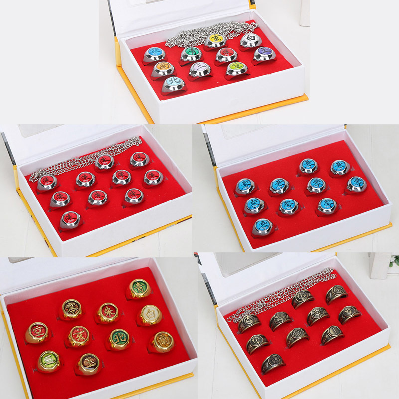 

10pcs/set Anime Naruto Rings Akatsuki Member's Cosplay Rings with Box X0121