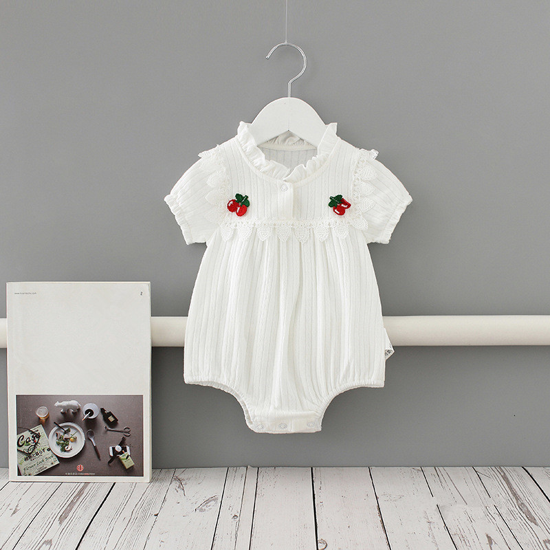 

2021 New Newborn Clothes Summer Bodysuits 0-2 Years Cotton Kids Baby Boys Bodysuit Infant Jumpsuit Bwvz, White