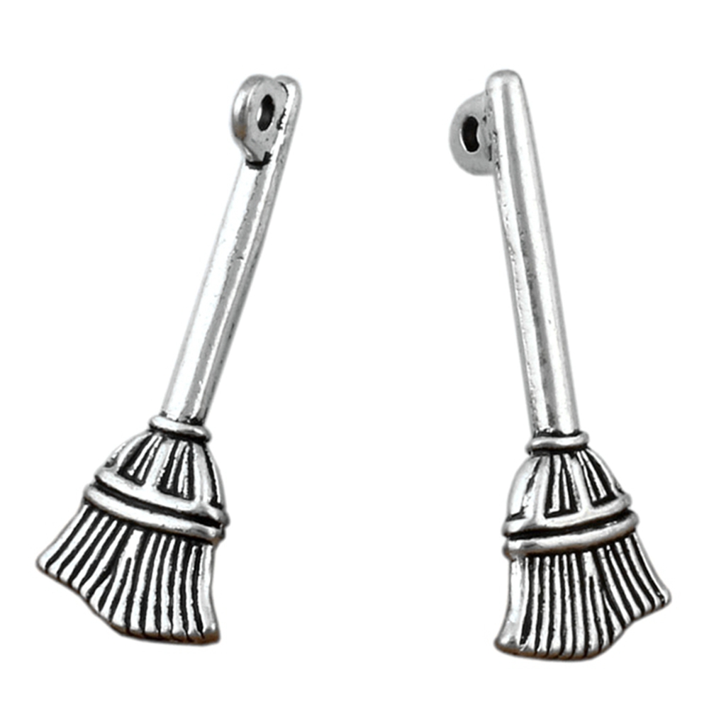 

100pcs Halloween Witch Broom Charms Pendants For Jewelry Making Bracelet Necklace Findings 10 x 28mm