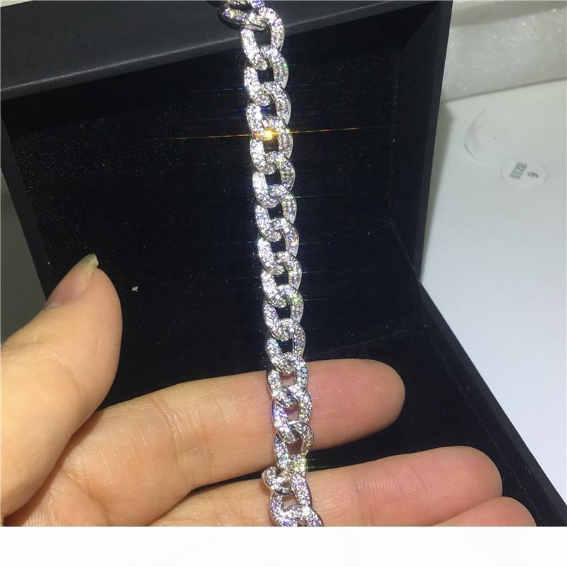

Fashion Hiphop bracelet Diamond White Gold Filled Party Party Anniversary for women men Rock Jewelry