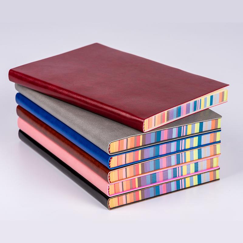 

Color edging PU soft leather surface notepad creative horizontal line notebook student office stationery business notebook