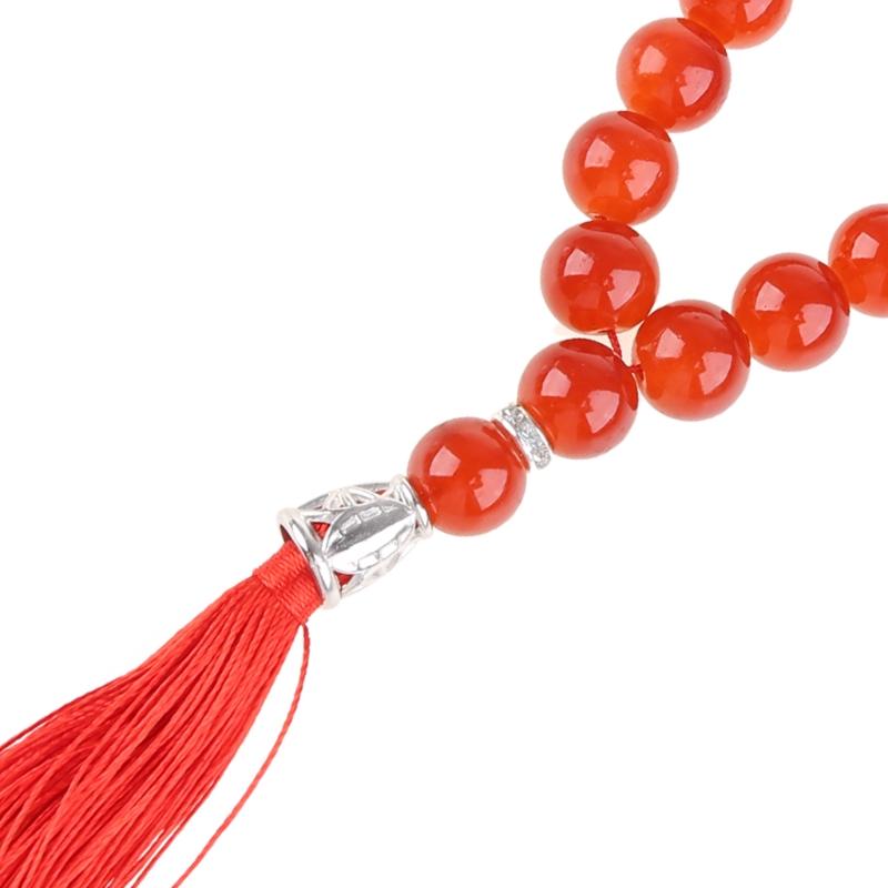 

Pendant Necklaces Muslim 12mm Tasbih 33 Beads Islam Prayer Rosary Islamic Religious Eid Ramadan Gift Round With Tassel 3 Colors