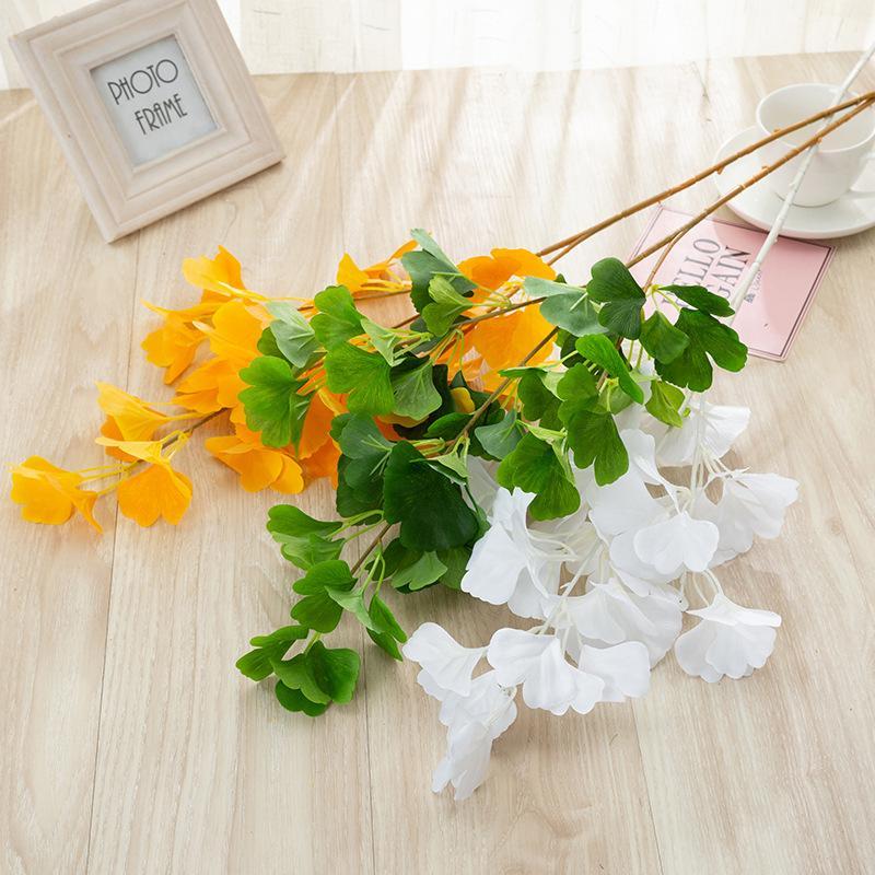 

Artificial Plants Fake Tree Branches For Home Wedding Garden Decoration Flower Arrangement Ginkgo Green Leaves1, White