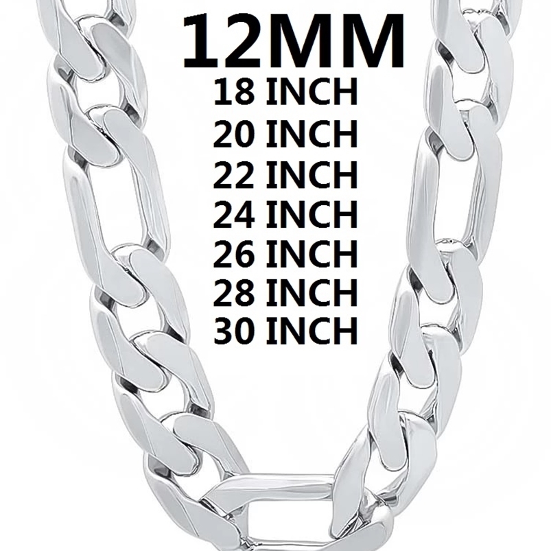 

solid 925 Sterling Silver necklace for men classic 12MM Cuban chain 18-30 inches Charm high quality Fashion jewelry wedding 220209