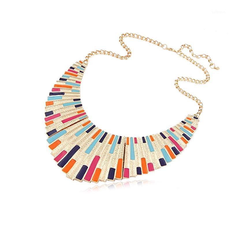 

LZHLQ Geometric Metal Necklace Women Statement Jewelry Accessories Fashion Paint Maxi Necklace Girl Sweater Collar Chain1