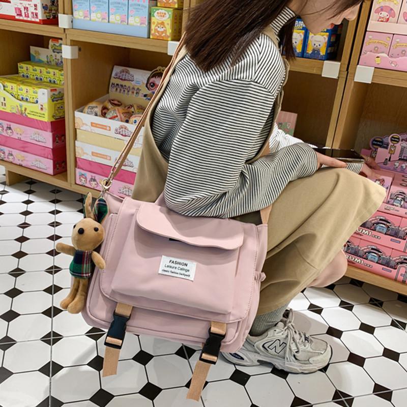 

Evening Bags College Student School Bag Large Capacity Shoulder Crossbody Bookbag Waterproof Nylon Strap